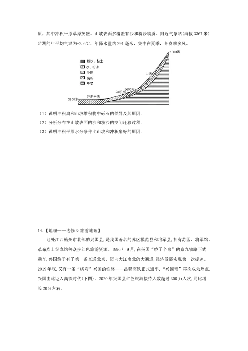 2021年全国统一高考地理试卷（新课标Ⅲ）（原卷版）_全国卷+地方卷_8.地理_1.地理高考真题试卷_2008-2020年_全国卷_全国统一高考地理（新课标ⅲ）16-21_A4word版