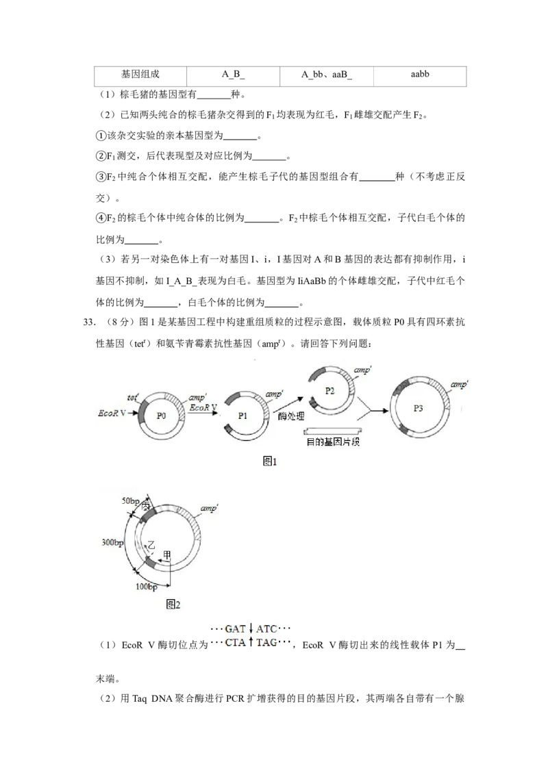 2019年江苏省高考生物试卷_全国卷+地方卷_6.生物_1.生物高考真题试卷_2008-2020年_地方卷_江苏高考生物07-20_A4word版