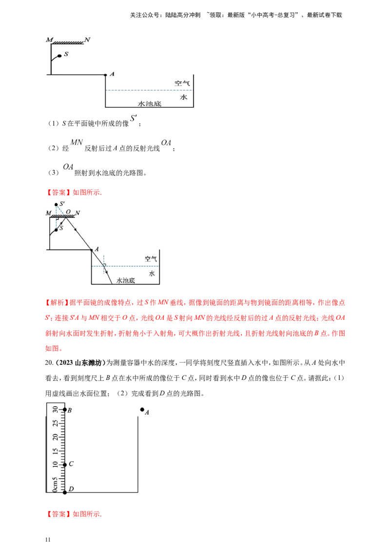 专题11中考光学作图类问题（解析版）_02中考总复习（2026版更新中）_04-物理-中考总复习_2024年中考复习资料_二轮复习