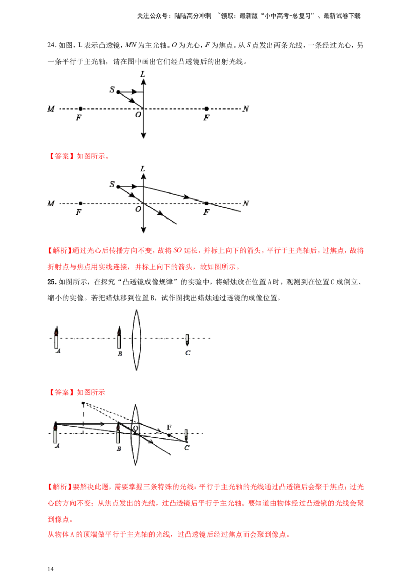 专题11中考光学作图类问题（解析版）_02中考总复习（2026版更新中）_04-物理-中考总复习_2024年中考复习资料_二轮复习