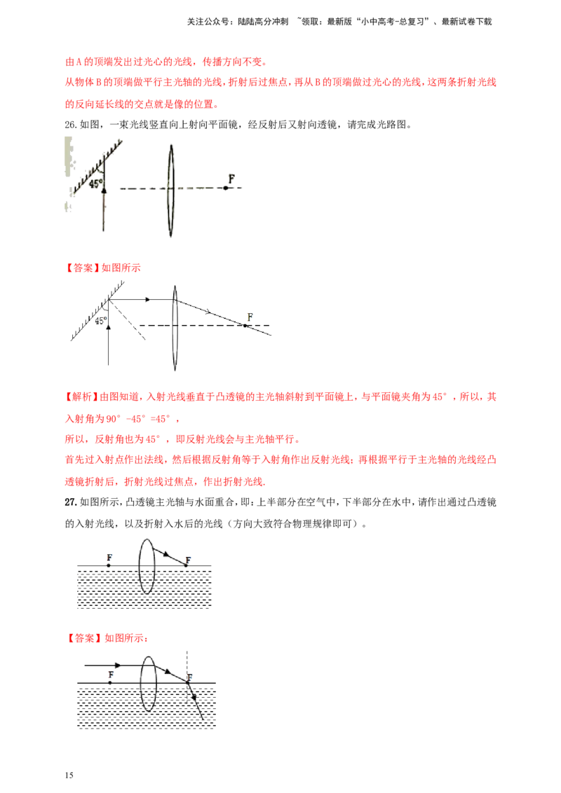 专题11中考光学作图类问题（解析版）_02中考总复习（2026版更新中）_04-物理-中考总复习_2024年中考复习资料_二轮复习