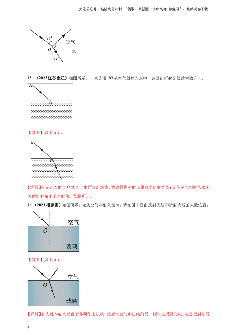 专题11中考光学作图类问题（解析版）_02中考总复习（2026版更新中）_04-物理-中考总复习_2024年中考复习资料_二轮复习
