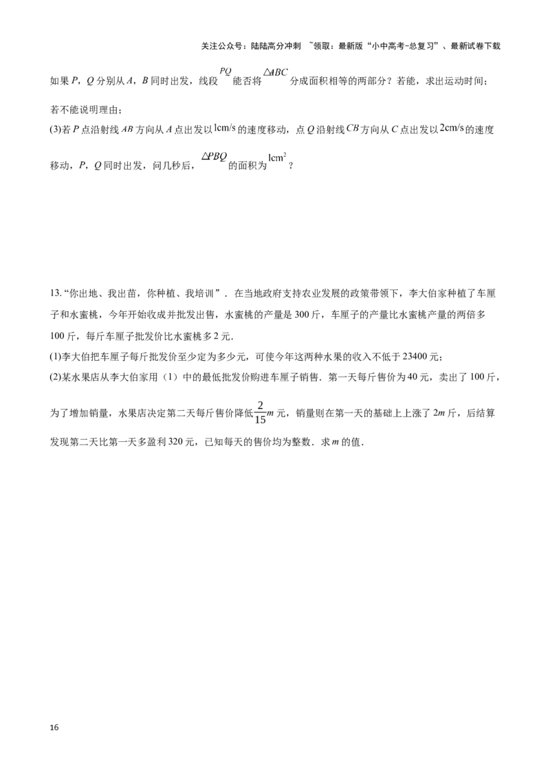 专题11方程的实际应用模型（原卷版）_02中考总复习（2026版更新中）_02-数学-中考总复习_2024年中考复习资料_二轮复习资料_完2024年中考数学解题技巧模板