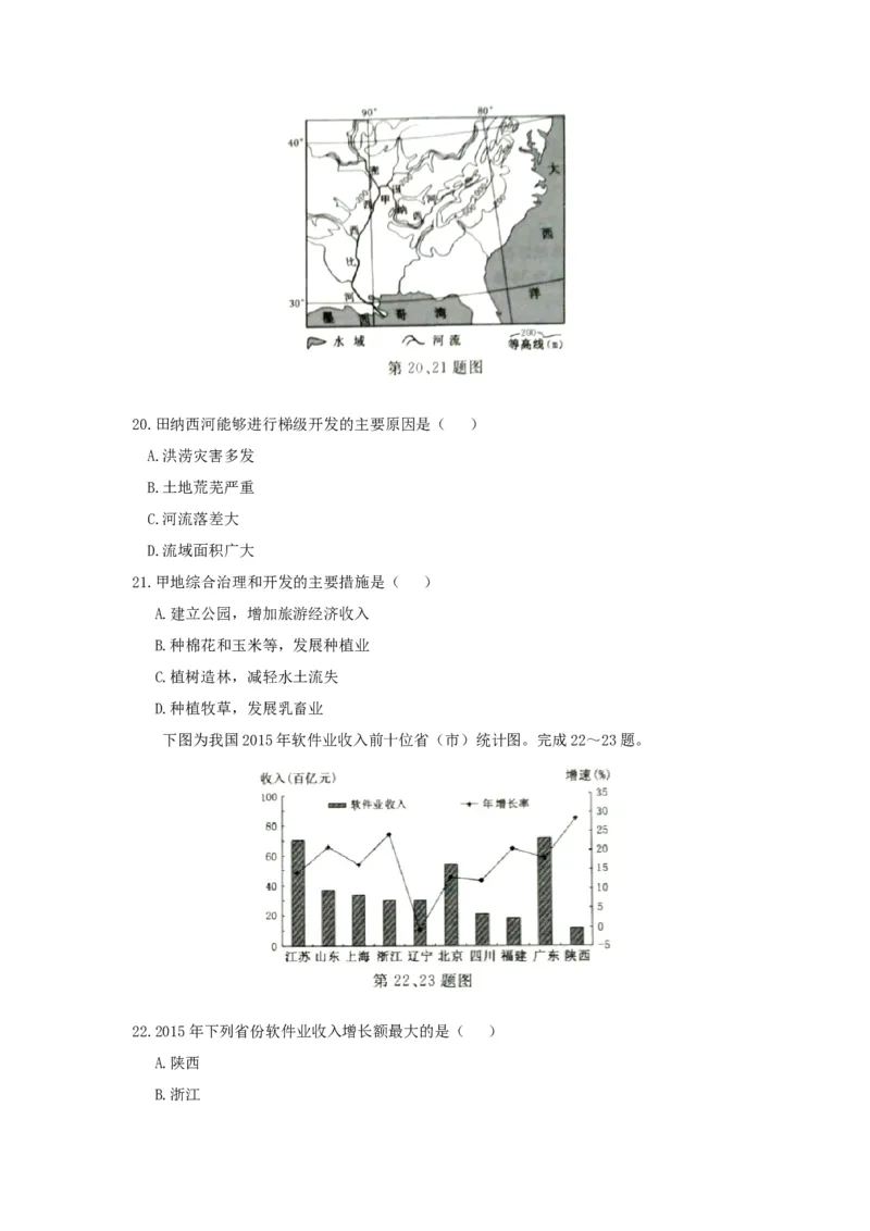 2017年浙江省高考地理4月（原卷版）_全国卷+地方卷_8.地理_1.地理高考真题试卷_2008-2020年_地方卷_浙江高考地理08-21_A4word版_原卷版（建议只打印原卷版，解析版手机对答案即可）