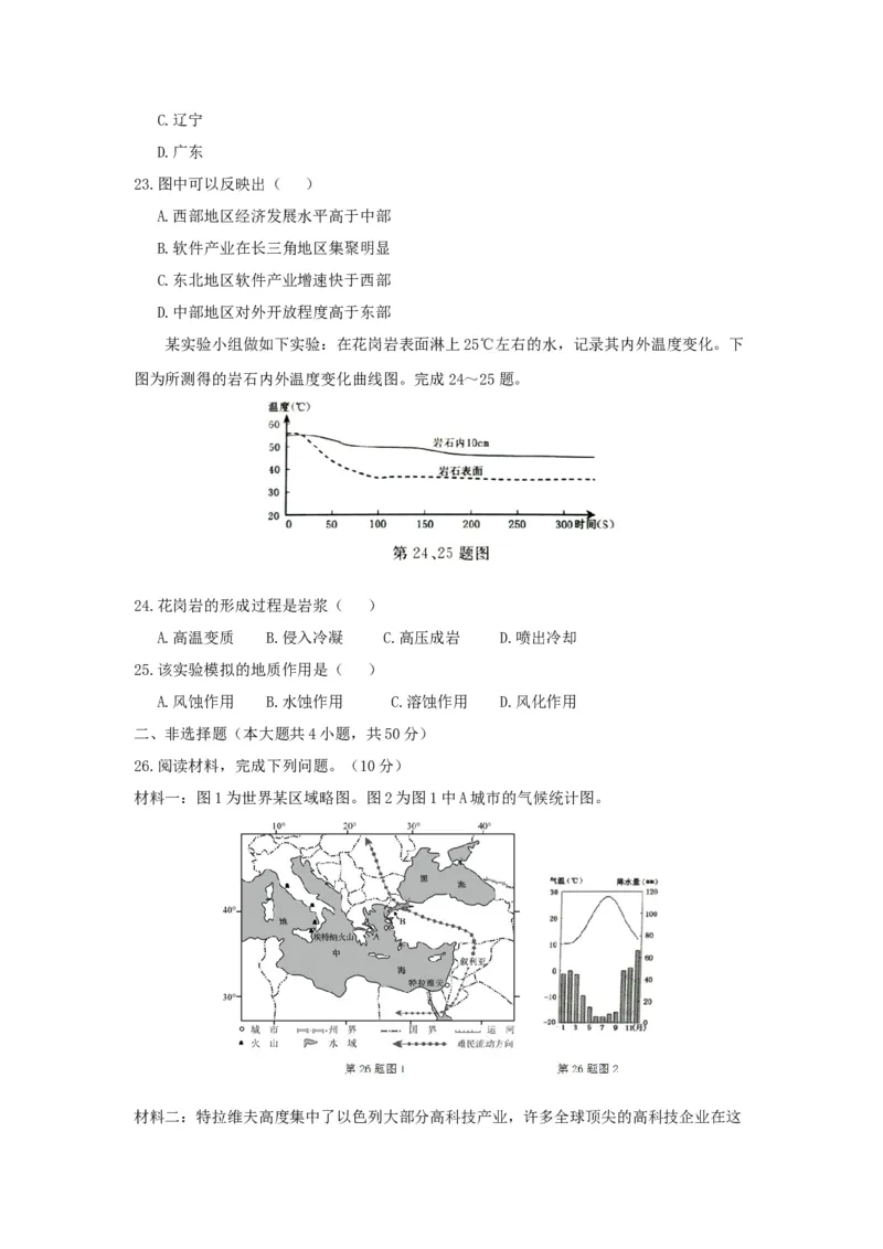 2017年浙江省高考地理4月（原卷版）_全国卷+地方卷_8.地理_1.地理高考真题试卷_2008-2020年_地方卷_浙江高考地理08-21_A4word版_原卷版（建议只打印原卷版，解析版手机对答案即可）
