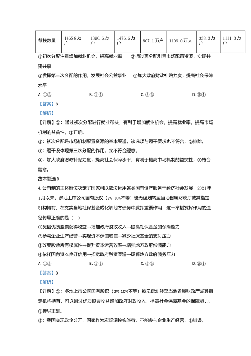 2021年高考真题政治（山东卷）（解析版）_全国卷+地方卷_9.政治_1.政治高考真题试卷_2008-2020年_地方卷_山东高考政治08-21_山东高考政治_A4版