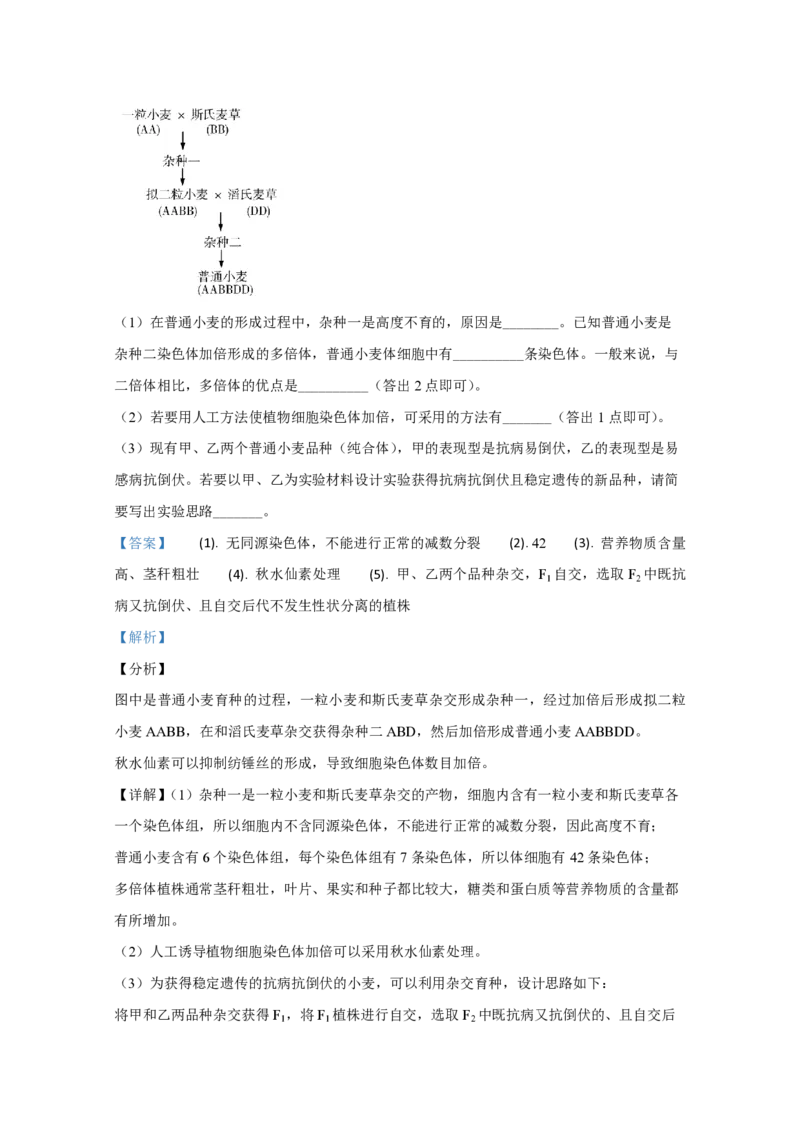 2020年全国统一高考生物试卷（新课标Ⅲ）（解析版）_全国卷+地方卷_6.生物_1.生物高考真题试卷_2008-2020年_全国卷_全国统一高考生物（新课标ⅲ）16-21_A4word版_PDF版赠送）