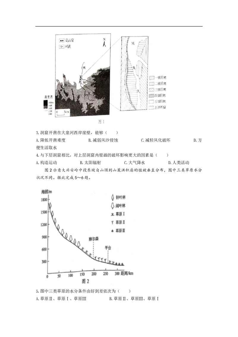 2021年高考真题地理（山东卷）（原卷版）_全国卷+地方卷_8.地理_1.地理高考真题试卷_2008-2020年_地方卷_山东高考地理08-21_山东高考地理_A4版_PDF版