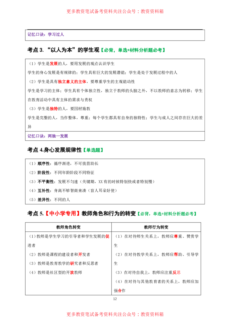 中小幼通用科一抢分包_教资备考_2026上_小学（科1+科2）_01.一轮笔记+二轮笔记+默写笔记（更新中）