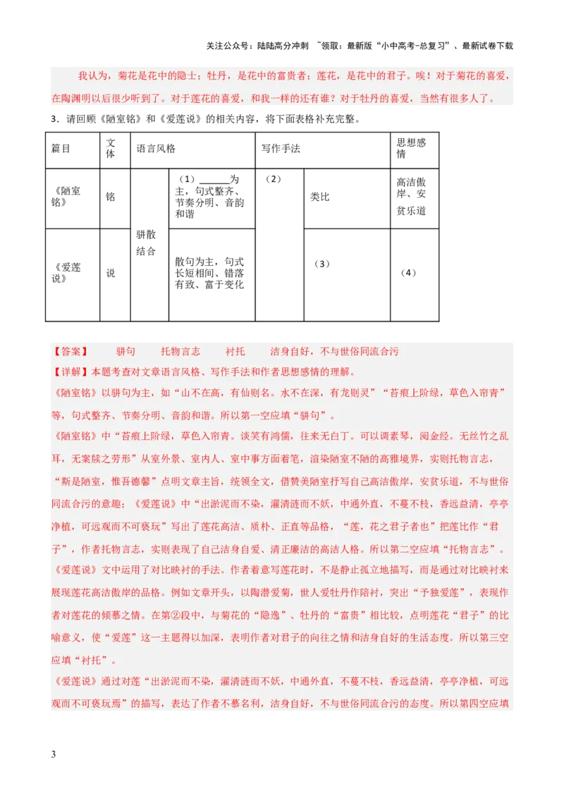 专题11：文言文阅读之写作手法(练习）解析版_02中考总复习（2026版更新中）_01-语文-中考总复习_2026年中考复习（更新中）