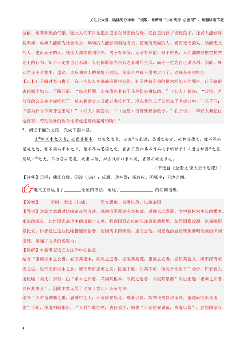 专题11：文言文阅读之写作手法(练习）解析版_02中考总复习（2026版更新中）_01-语文-中考总复习_2026年中考复习（更新中）