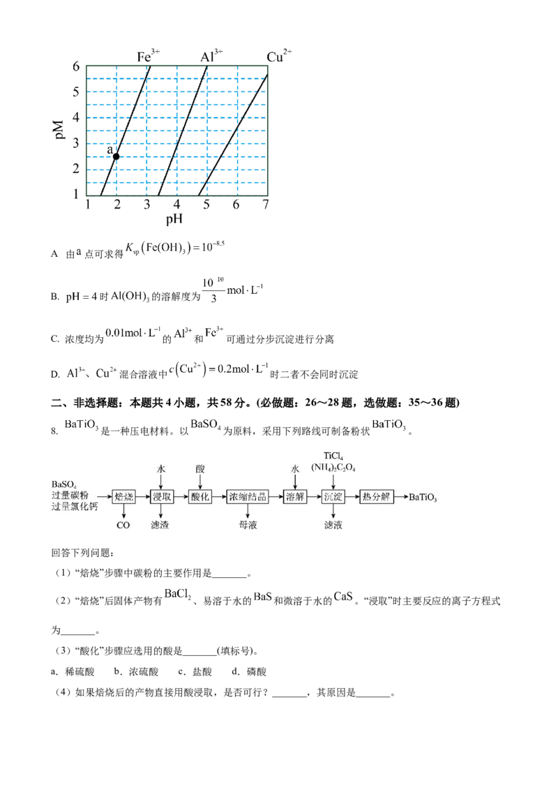 2023年高考全国甲卷化学真题（原卷版）_全国卷+地方卷_5.化学_1.化学高考真题试卷_2023年高考-化学_2023年全国甲卷-化学