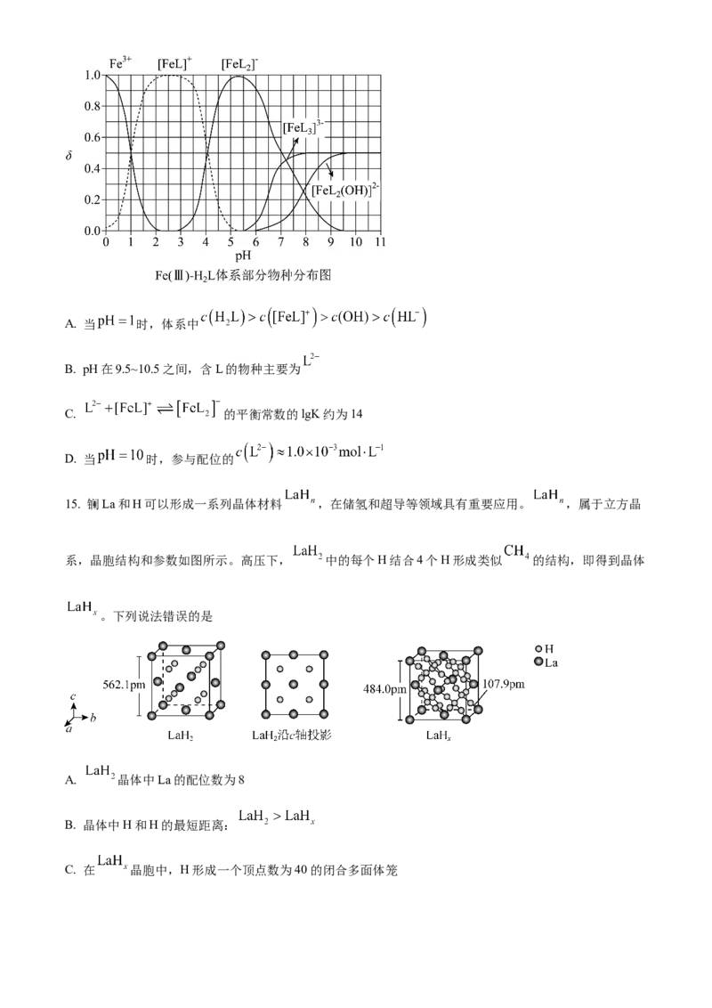 2023年高考化学真题（湖北自主命题）（原卷版）_全国卷+地方卷_5.化学_1.化学高考真题试卷_2023年高考-化学_2023年湖北自主命题