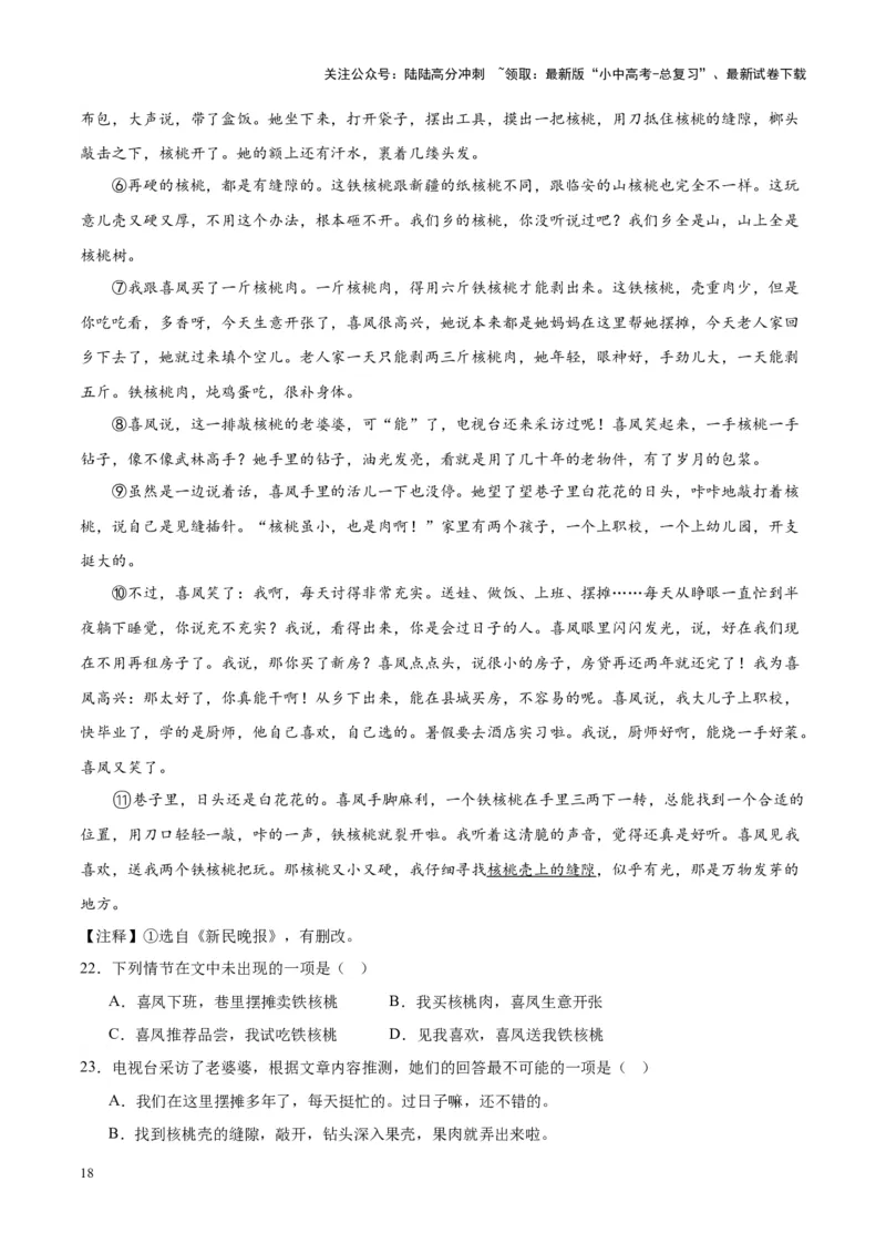 专题09文学类文本阅读（第02期）（解析版）_02中考总复习（2026版更新中）_01-语文-中考总复习_2024年中考资料_专项复习资料_完2023年中考语文真题分项汇编（全国通用）_第02期