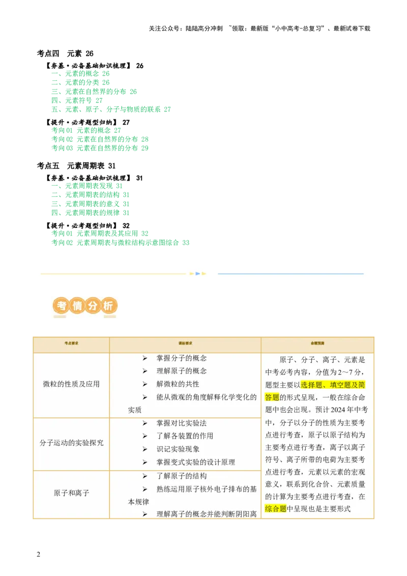 专题09构成物质的微粒元素（讲义）-2024年中考化学一轮复习讲练测（全国通用）（解析版）_02中考总复习（2026版更新中）_05-化学-中考总复习_2024年中考复习资料_一轮复习资料