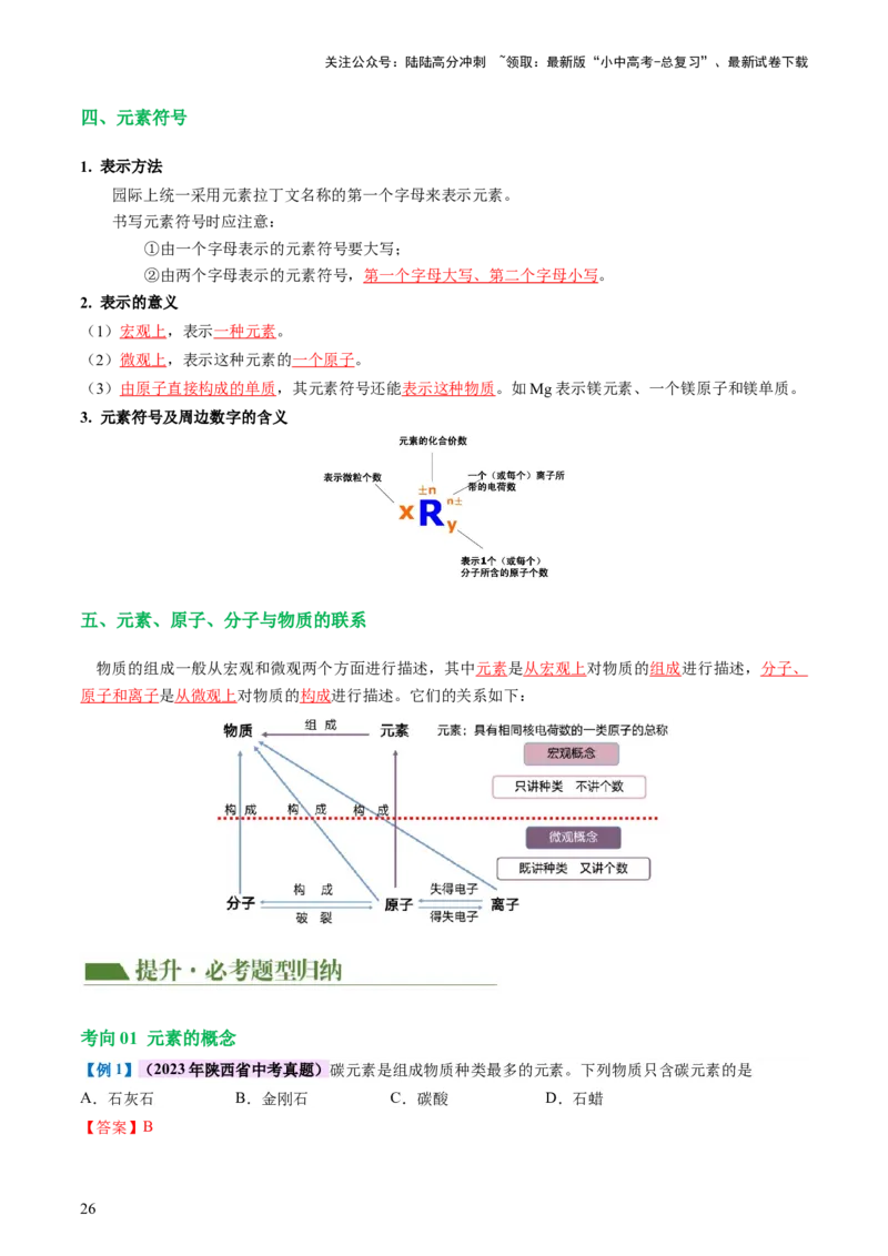 专题09构成物质的微粒元素（讲义）-2024年中考化学一轮复习讲练测（全国通用）（解析版）_02中考总复习（2026版更新中）_05-化学-中考总复习_2024年中考复习资料_一轮复习资料