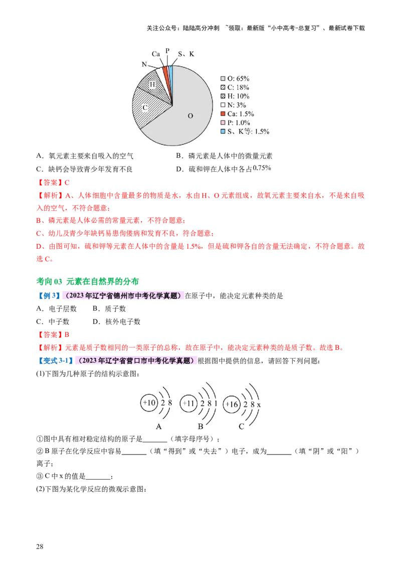 专题09构成物质的微粒元素（讲义）-2024年中考化学一轮复习讲练测（全国通用）（解析版）_02中考总复习（2026版更新中）_05-化学-中考总复习_2024年中考复习资料_一轮复习资料