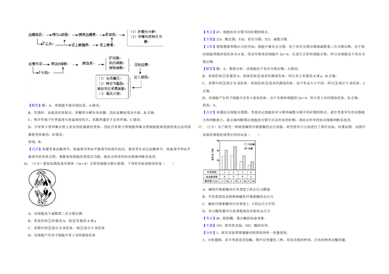 2017年江苏省高考生物试卷解析版_全国卷+地方卷_6.生物_1.生物高考真题试卷_2008-2020年_地方卷_江苏高考生物07-20_A3word版
