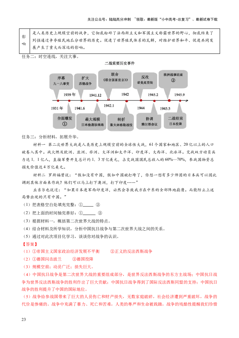 专题15硝烟中的重塑：两次世界大战与国际格局演变（讲练）（解析版）_02中考总复习（2026版更新中）_06-历史-中考总复习_2025年中考复习资料_2025中考二轮课件ppt+讲义+练习历史_讲义+练习