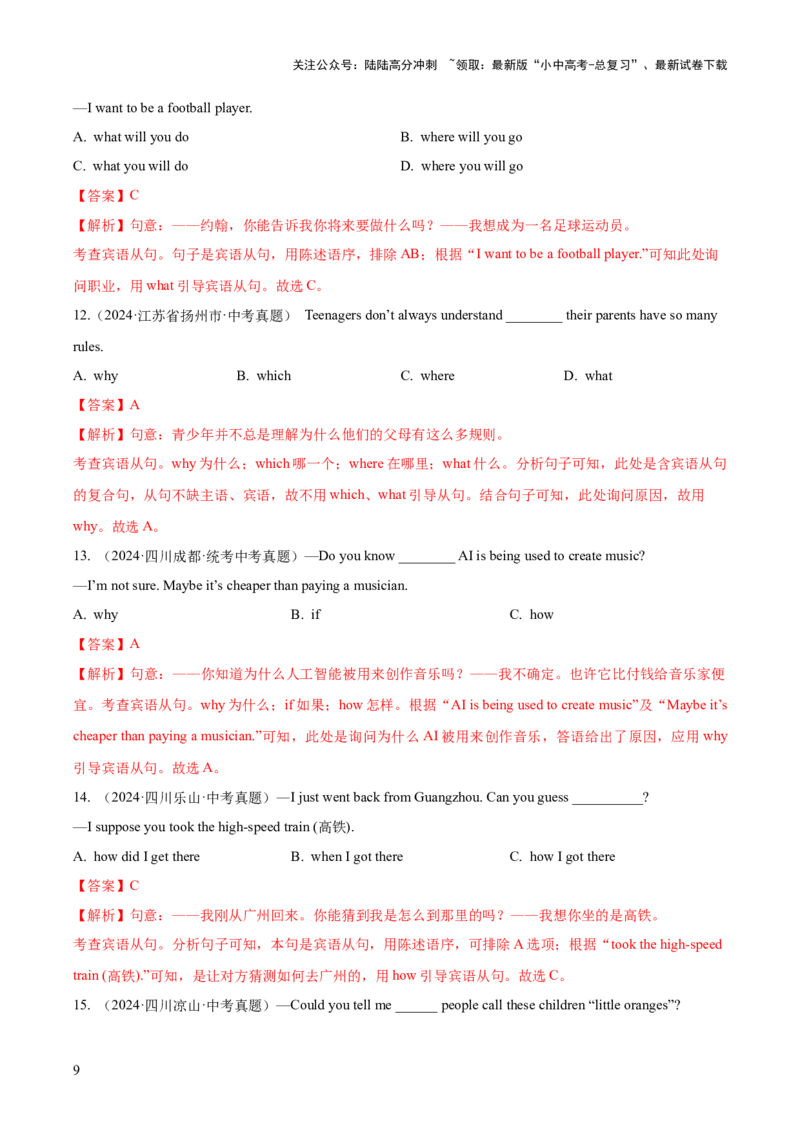 专题13宾语从句和定语从句（全国通用）（解析版）_02中考总复习（2026版更新中）_03-英语-中考总复习_2026年中考复习（更新中）