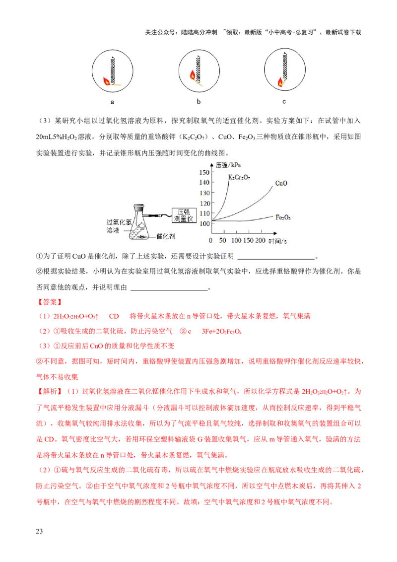 专题14常见的气体的制取和净化（练习）-2024年中考化学一轮复习讲练测（全国通用）（解析版）_02中考总复习（2026版更新中）_05-化学-中考总复习_2024年中考复习资料_一轮复习资料