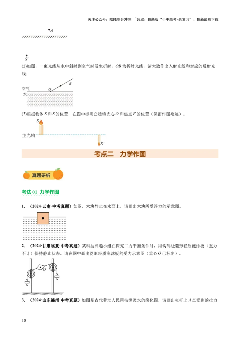 专题14作图题（讲练）（原卷版）_02中考总复习（2026版更新中）_04-物理-中考总复习_2025年中考复习资料_2025中考二轮课件ppt+讲义+练习物理_讲义+练习