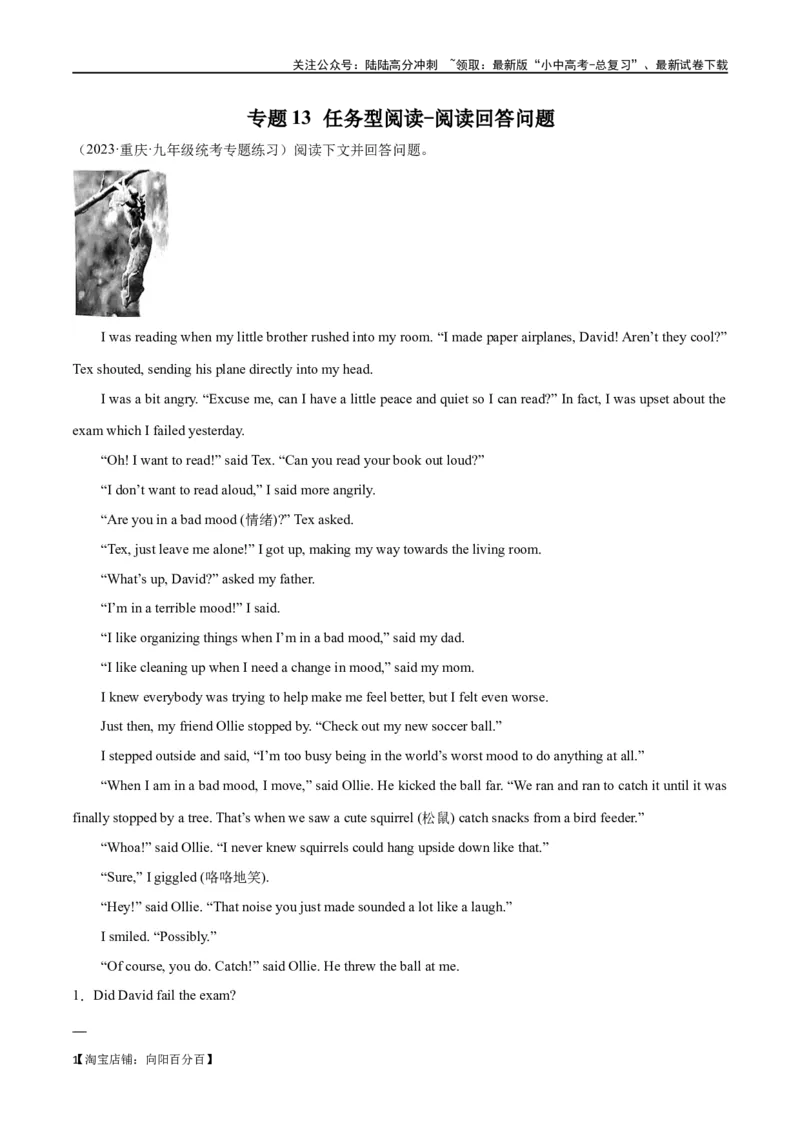 专题13任务型阅读-阅读回答问题（解析版）_02中考总复习（2026版更新中）_03-英语-中考总复习_2024年中考复习资料_专项复习资料_教师版（含答案解析，答案在最后面）