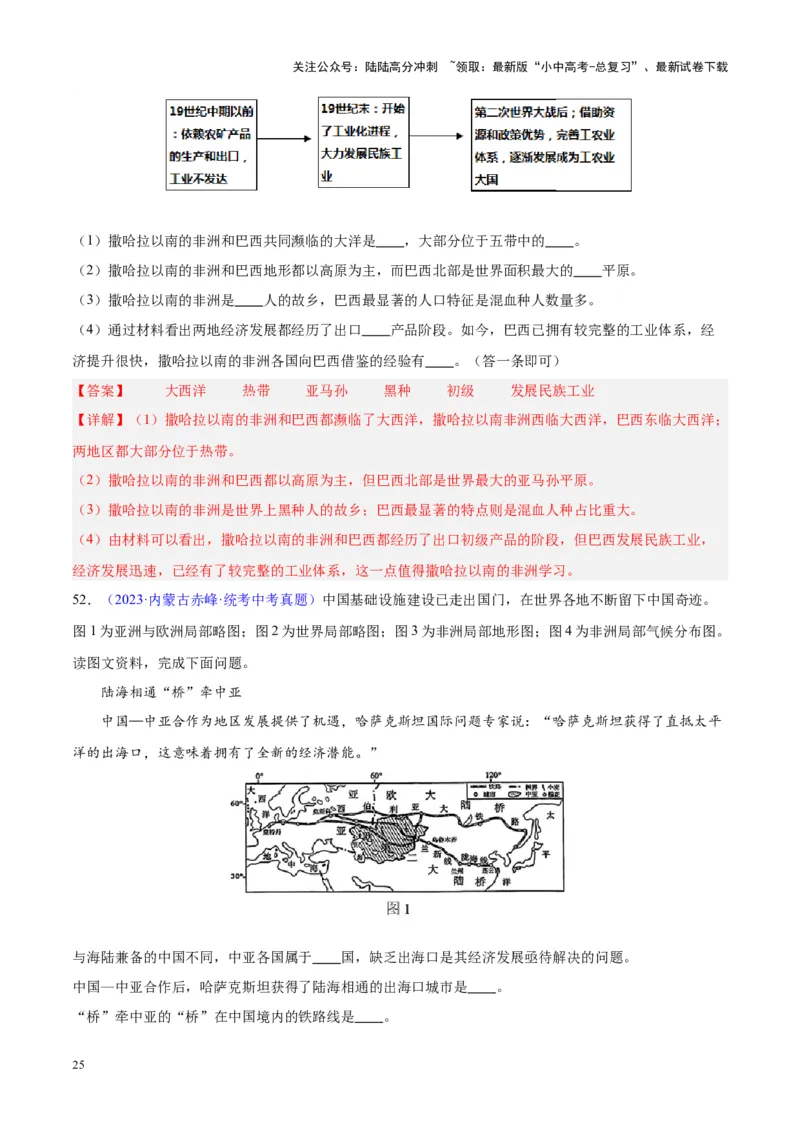 专题14非洲与撒哈拉以南非洲（解析版）_02中考总复习（2026版更新中）_09-地理-中考总复习_2024年中考复习资料_专项复习资料_完三年（2021-2023）中考地理真题分项汇编（全国通用）