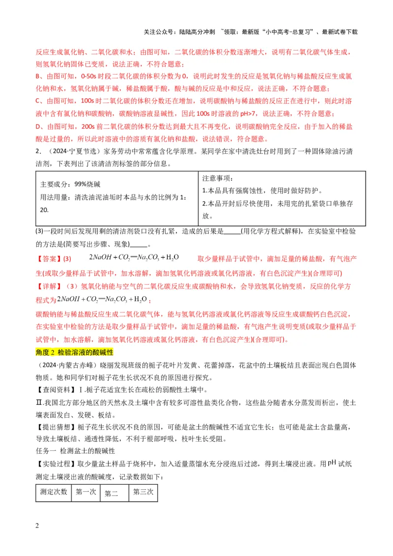 专题14物质的检验和鉴别、分离和提纯（解析版）_02中考总复习（2026版更新中）_05-化学-中考总复习_2025年中考复习资料_备战2025年中考化学真题题源解密