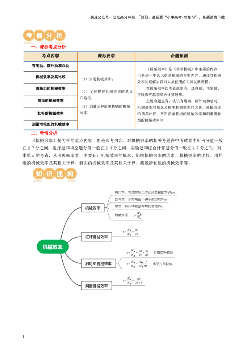 专题14机械效率（2考点+6考向）（讲义）（解析版）_02中考总复习（2026版更新中）_04-物理-中考总复习_2024年中考复习资料_一轮复习_配套讲义（原卷版+解析版）