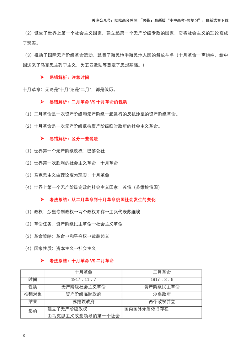 专题14世界现代史01-第一次世界大战后初期的世界（word可编辑版）_02中考总复习（2026版更新中）_06-历史-中考总复习_2024年中考复习资料_一轮复习
