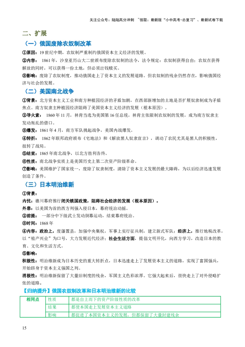专题13蜕变之路：资本主义发展的历史演进（讲练）（原卷版）_02中考总复习（2026版更新中）_06-历史-中考总复习_2025年中考复习资料_2025中考二轮课件ppt+讲义+练习历史_讲义+练习