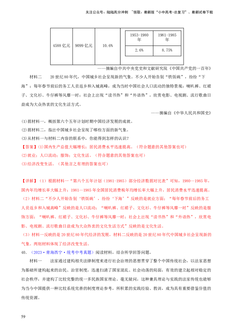 专题13概括归纳总结类材料综合题（含答题技巧，题型专练70题）（解析版）_02中考总复习（2026版更新中）_06-历史-中考总复习_2024年中考复习资料_二轮复习