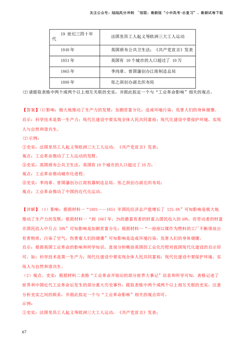 专题13概括归纳总结类材料综合题（含答题技巧，题型专练70题）（解析版）_02中考总复习（2026版更新中）_06-历史-中考总复习_2024年中考复习资料_二轮复习