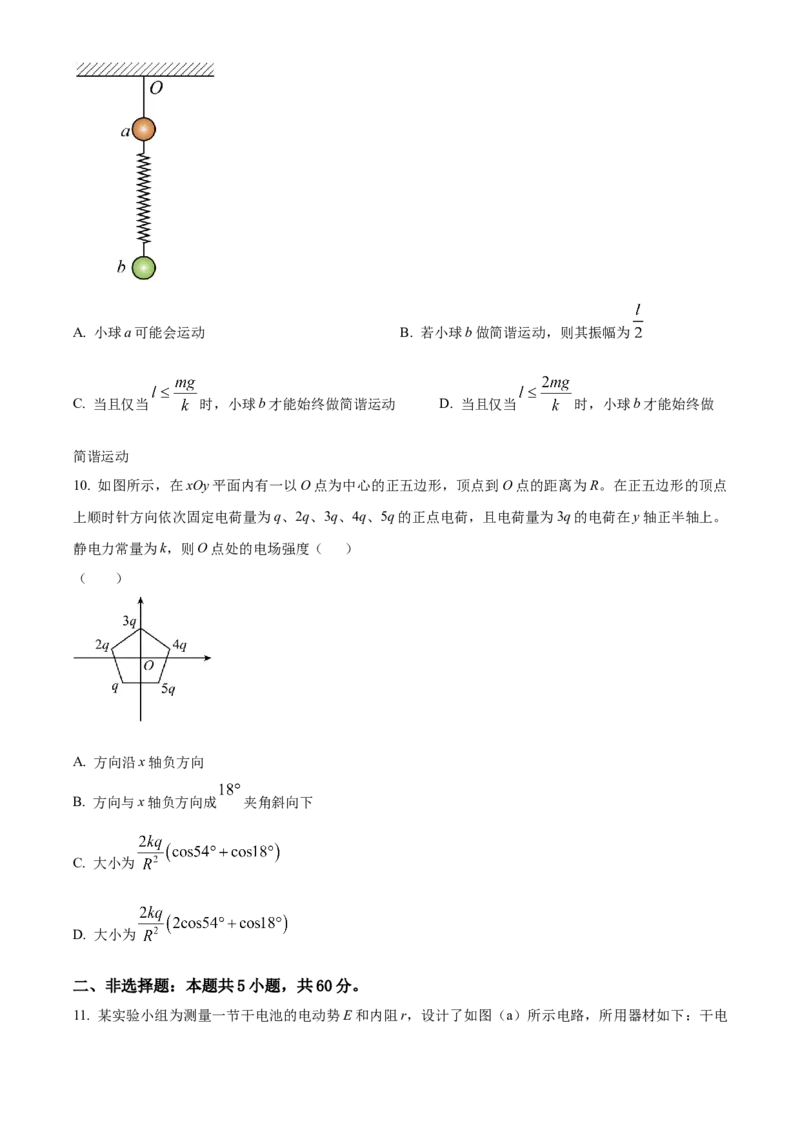 2025年高考物理真题（湖北自主命题）（原卷版）_全国卷+地方卷_4.物理_1.物理高考真题试卷_2025年高考-物理_2025年湖北自主命题