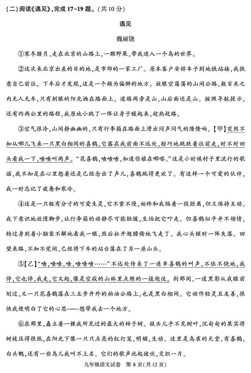 2022北京朝阳初三二模语文（PDF版）(1)_北京初中期末题_C605-京七八九_B语文七八九_北京9下语文_2022-2023前_2022年北京市朝阳区中考二模语文试题