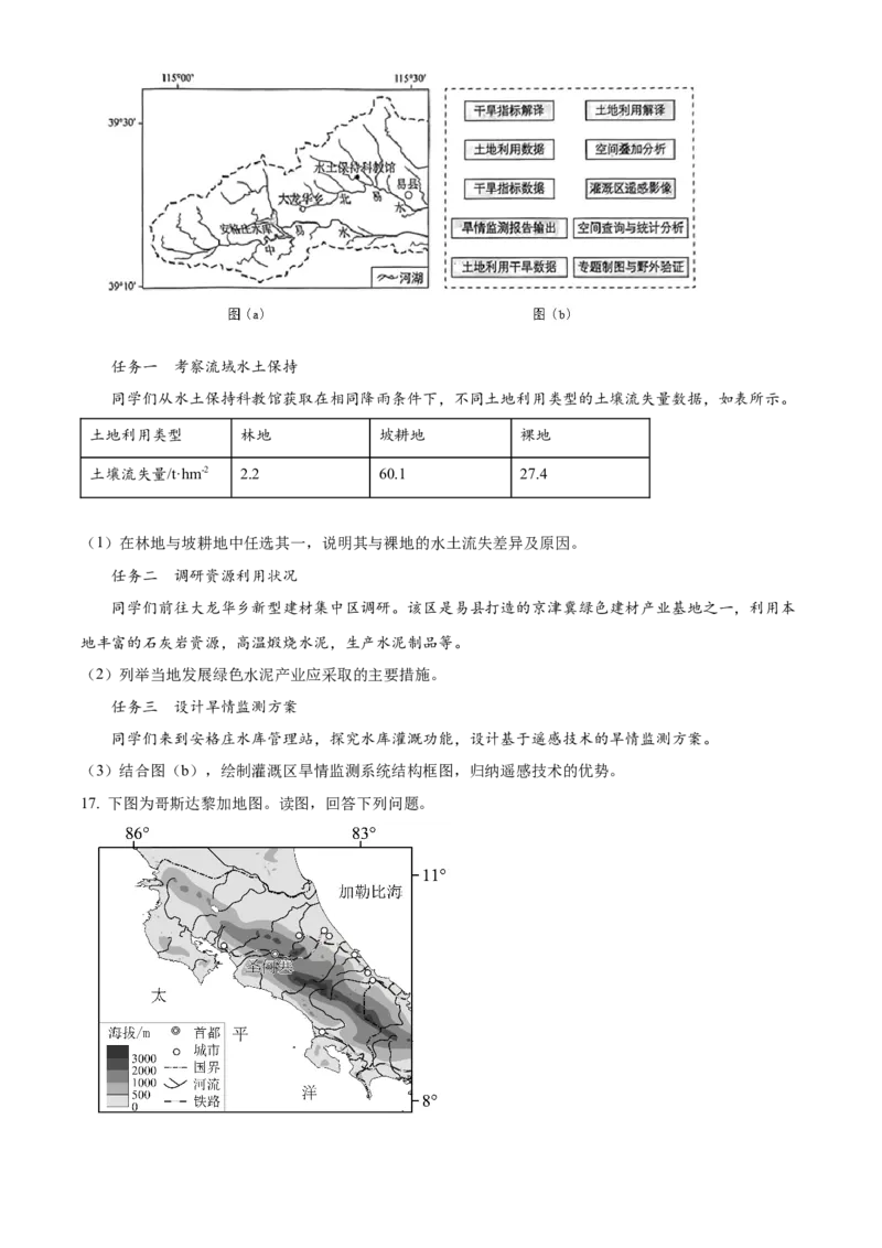 2025年高考地理真题（北京自主命题）（原卷版）_全国卷+地方卷_8.地理_1.地理高考真题试卷_2025年高考-地理_2025年北京自主命题