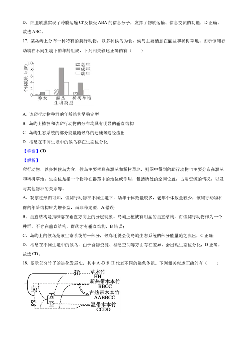2025年高考生物真题（江苏自主命题）（解析版）_全国卷+地方卷_6.生物_1.生物高考真题试卷_2025年高考-生物_2025年江苏自主命题