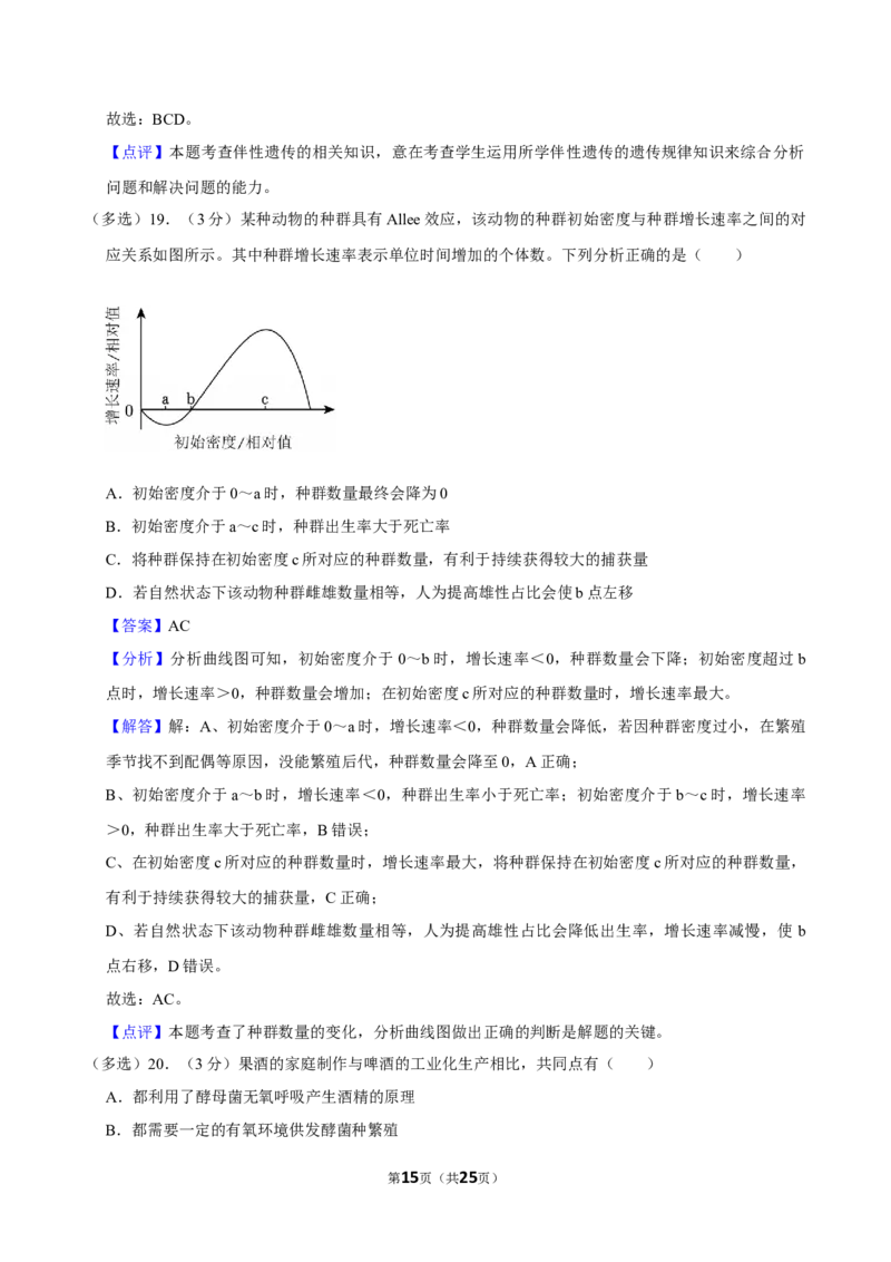 2023年高考生物真题（山东自主命题）（解析版）_全国卷+地方卷_6.生物_1.生物高考真题试卷_2023年高考-生物_2023年山东自主命题