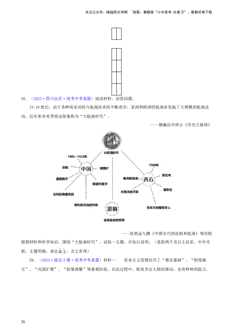 专题14创新题型类综合题（含答题技巧，题型专练50题）（原卷版）_02中考总复习（2026版更新中）_06-历史-中考总复习_2024年中考复习资料_二轮复习
