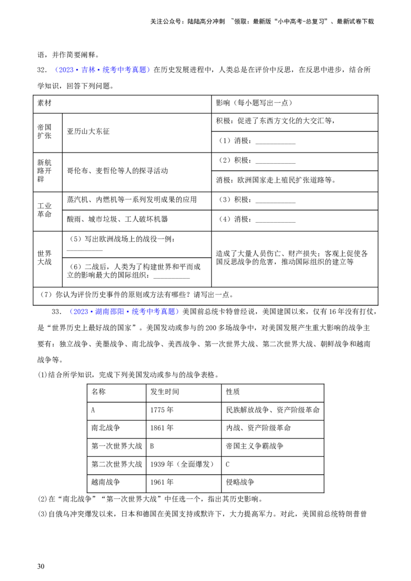专题14创新题型类综合题（含答题技巧，题型专练50题）（原卷版）_02中考总复习（2026版更新中）_06-历史-中考总复习_2024年中考复习资料_二轮复习