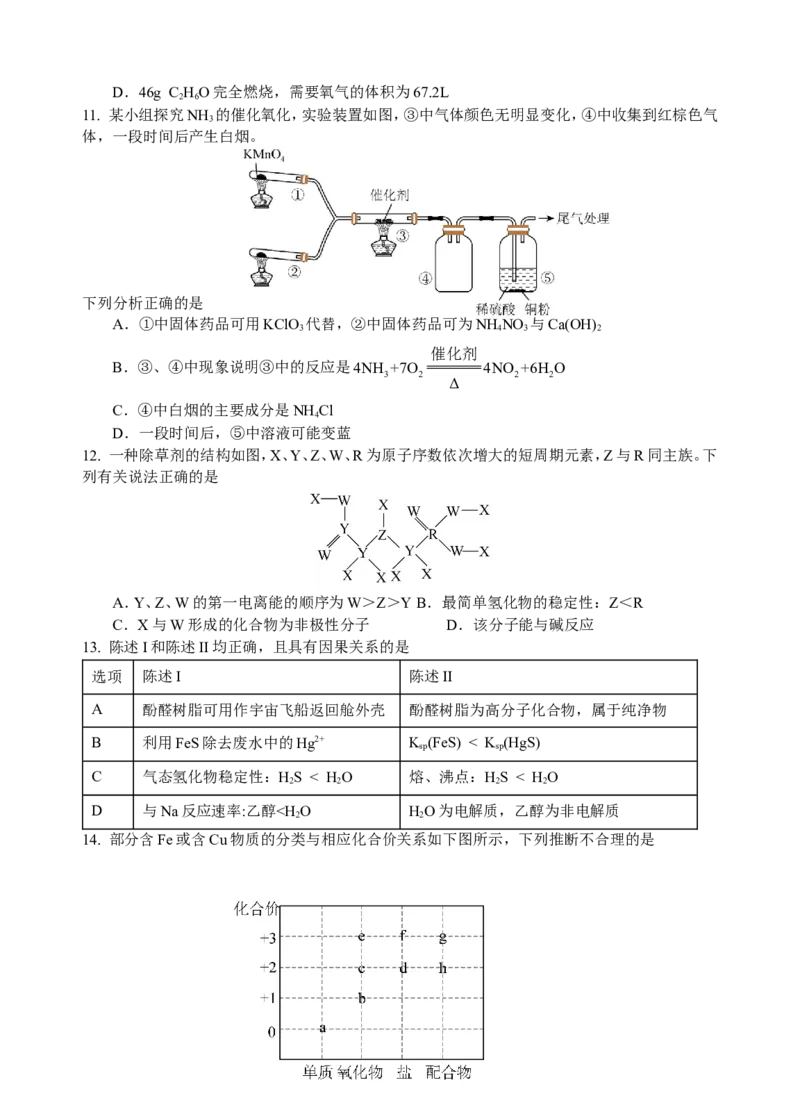 2022级高三第一学期期中考试化学试卷_A1502026各地模拟卷（超值！）_11月_241121广东省汕头市金山中学2024-2025学年高三上学期期中考试（全科）
