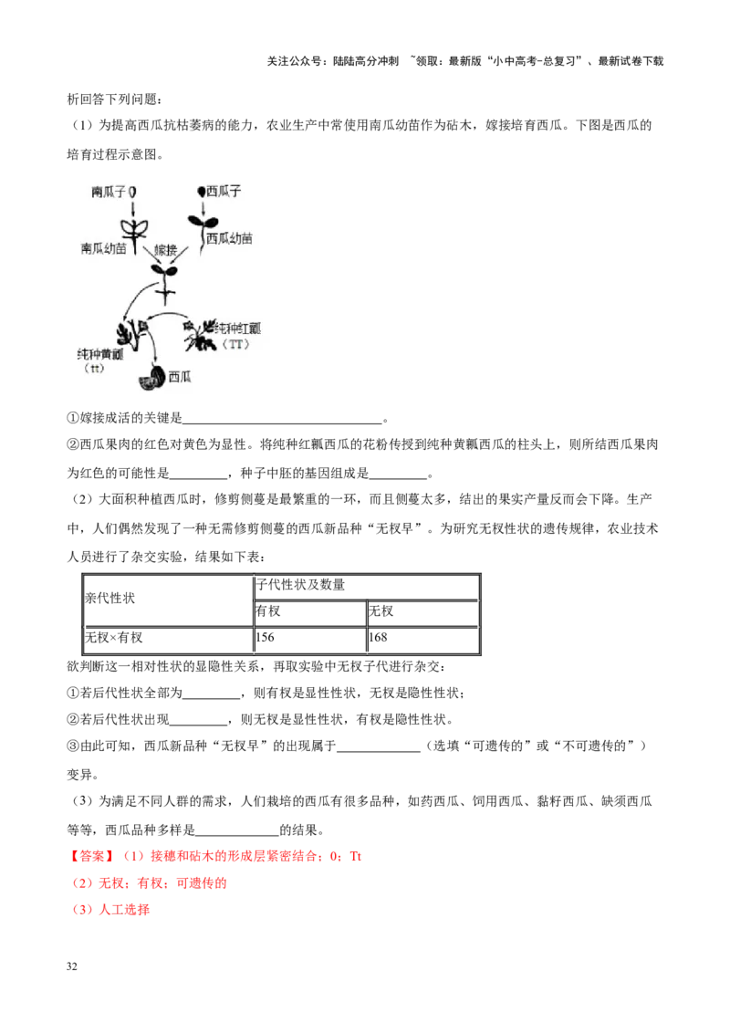 专题13&nbsp;生物的遗传和变异（解析版）_02中考总复习（2026版更新中）_08-生物-中考总复习_2024年中考复习资料_专项复习_完三年（2021-2023）中考生物真题分项汇编（全国通用）_答案解析版
