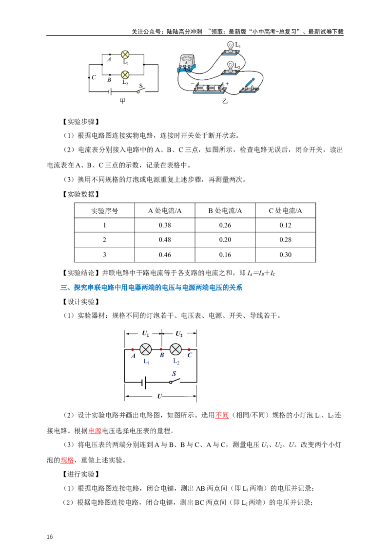 专题15电流电压电阻（知识梳理+典例+练习）-2024物理中考一轮复习精品资料（教师版）_02中考总复习（2026版更新中）_04-物理-中考总复习_2024年中考复习资料_一轮复习_配套练习