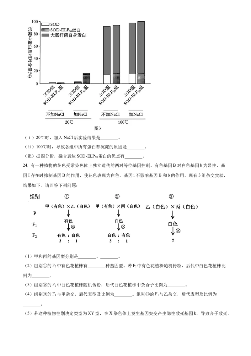 2024年高考生物真题（江苏自主命题）（原卷版）_全国卷+地方卷_6.生物_1.生物高考真题试卷_2024年高考-生物_2024年江苏自主命题-生物