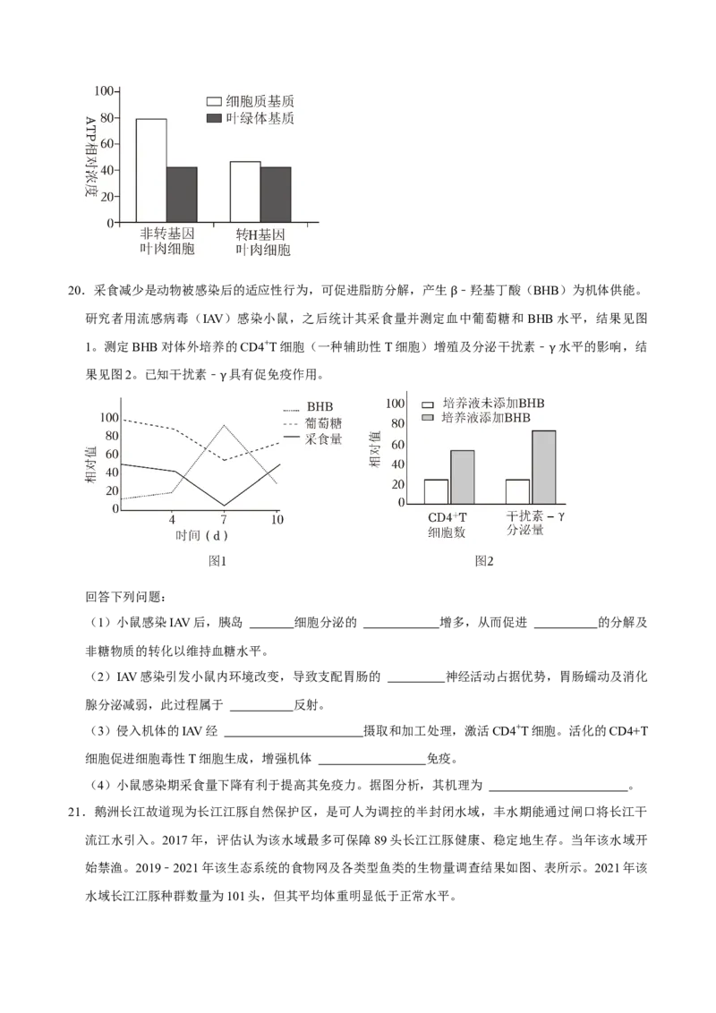 2023年高考生物真题（河北自主命题）（原卷版）_全国卷+地方卷_6.生物_1.生物高考真题试卷_2023年高考-生物_2023年河北自主命题