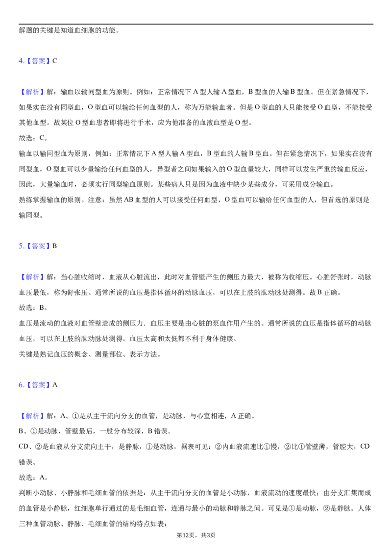 北京市朝阳区2020-2021学年七年级下学期生物期末试卷(1)_北京初中期末题_C605-京七八九_B京生物七八九_北京7下生物_2020-2021