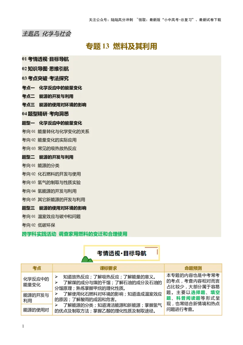 专题13燃料及其利用（讲义）（解析版）_02中考总复习（2026版更新中）_05-化学-中考总复习_2025年中考复习资料_2025中考化学一轮复习讲义+课件_讲义_专题13+燃料及其利用（讲义）