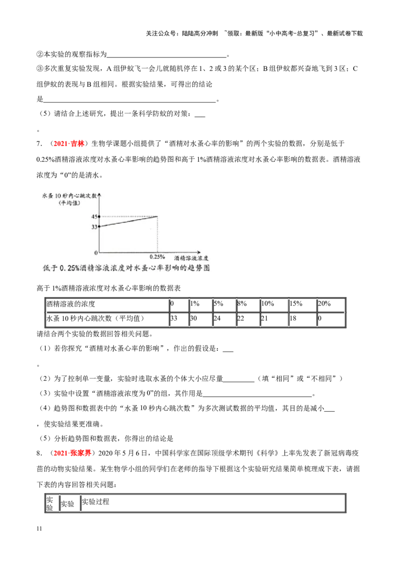 专题14&nbsp;健康地生活（原卷版）_02中考总复习（2026版更新中）_08-生物-中考总复习_2024年中考复习资料_专项复习_完三年（2021-2023）中考生物真题分项汇编（全国通用）