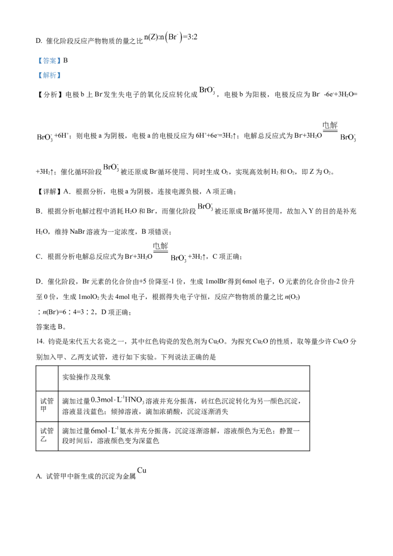2024年高考化学真题（山东自主命题）（解析版）_全国卷+地方卷_5.化学_1.化学高考真题试卷_2024年高考-化学_2024年山东自主命题-化学